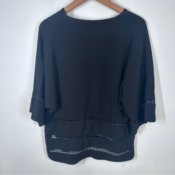 Maette Black Hyde V-Neck Blouse Lace Details Women’s Size XL Loose - Picture 6 of 6